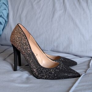 ALDO Black & Pink Crystal Studded Pointed-Toe Stiletto Pumps - Women Size 8.5